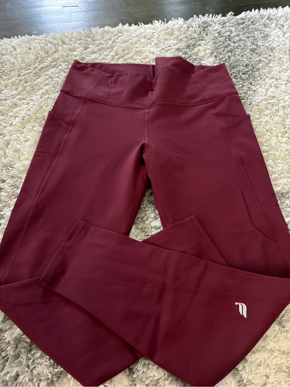 Fabletics Deep Burgundy High-Waist Leggings with Side Seams